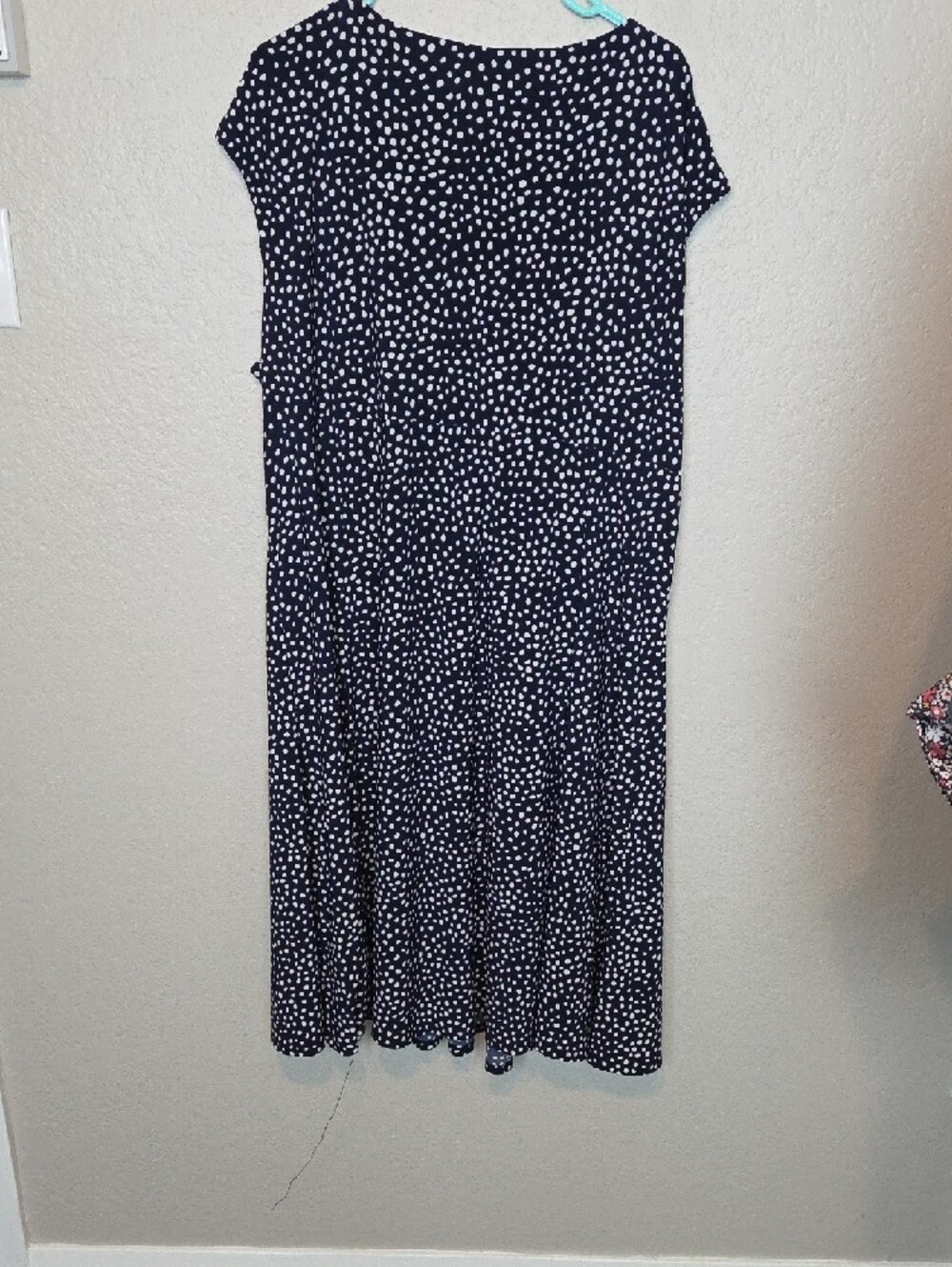 Chaps Navy Blue and White Polka Dot Plus Size Cap-Sleeve Dress - Picture 6 of 6